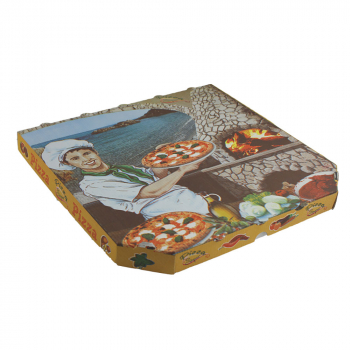 Pizzakarton Pizza Karton Pizzabox to go 33x33x3 cm Pizzakarton Motivdruck (100 Stk.)